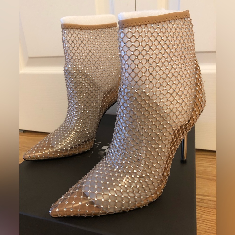 Vince Camuto Rhinestone Fishnet Pointy Toe Bootie - Picture 3 of 12